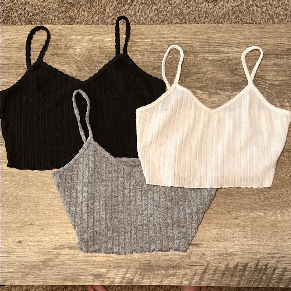 Stylish Women's Ribbed Crop Tops - Black, White, and Gray